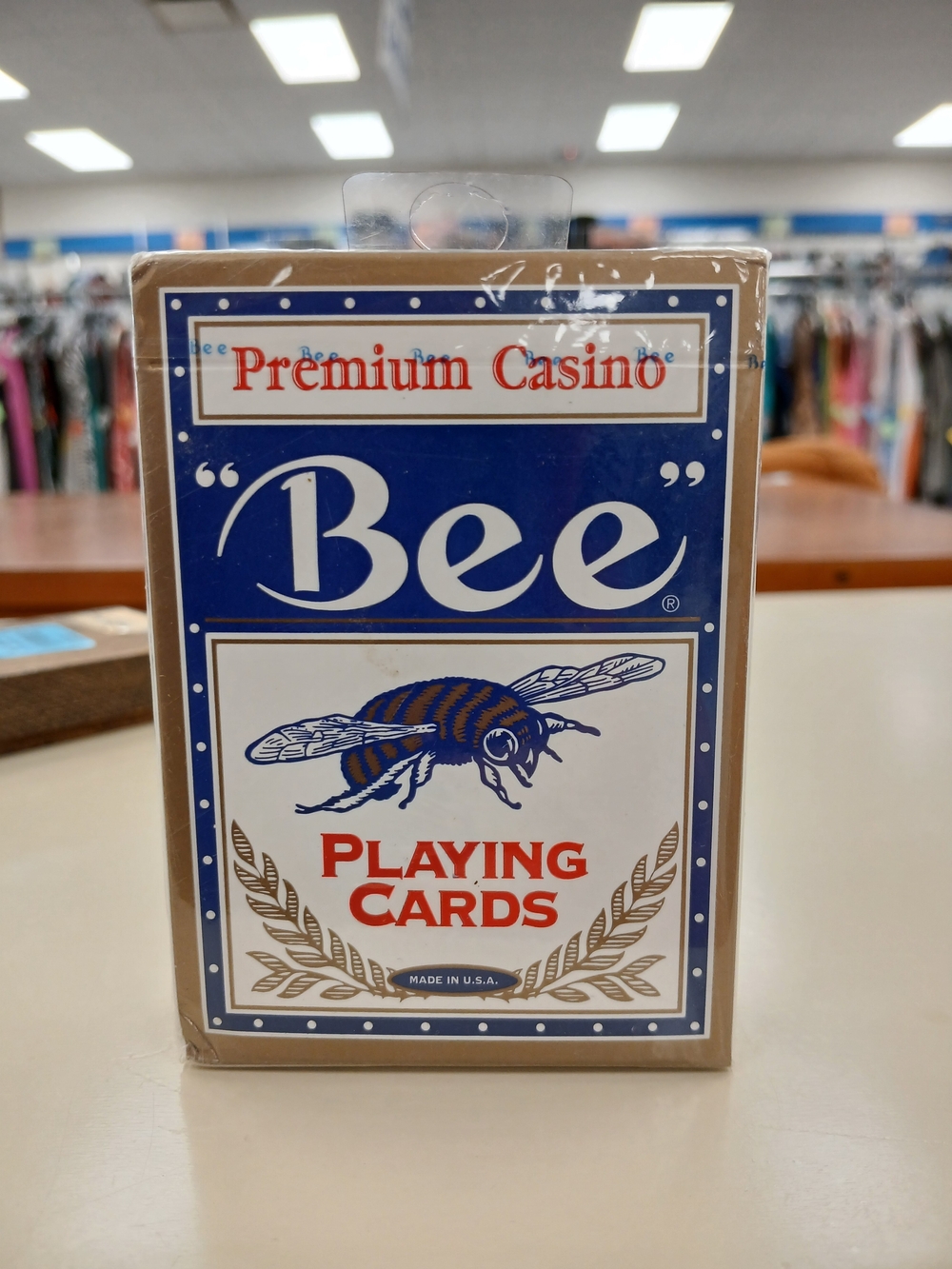 Bee Premium Casino Playing Cards — Blue & Gold